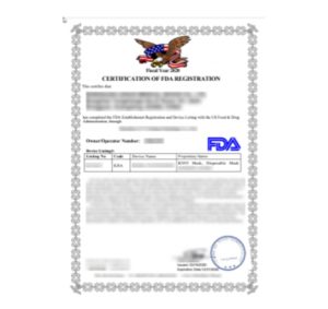 Certification of FDA Registration